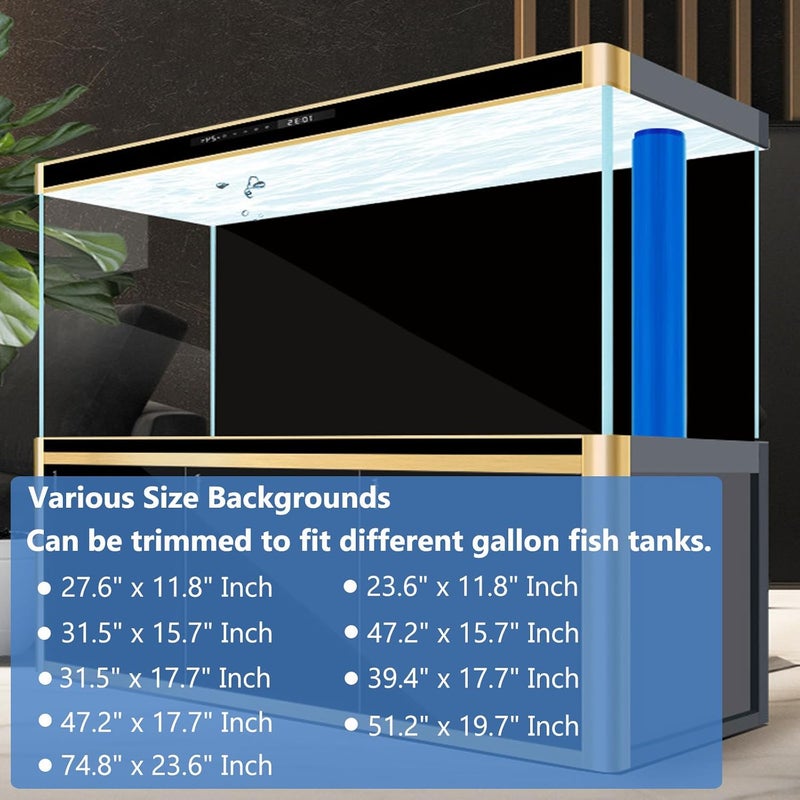 XCNO Aquarium Background Static Cling Black Fish Tank Background Wallpaper Fish Tank Backdrop Vinyl Aquarium Poster Background 32 x 18 in - Image 2